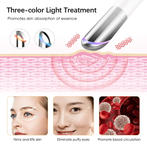 Eye Cosmetic Massage 3 Color LED Photon Therapy Hengdin Heating Vibration - Image 4