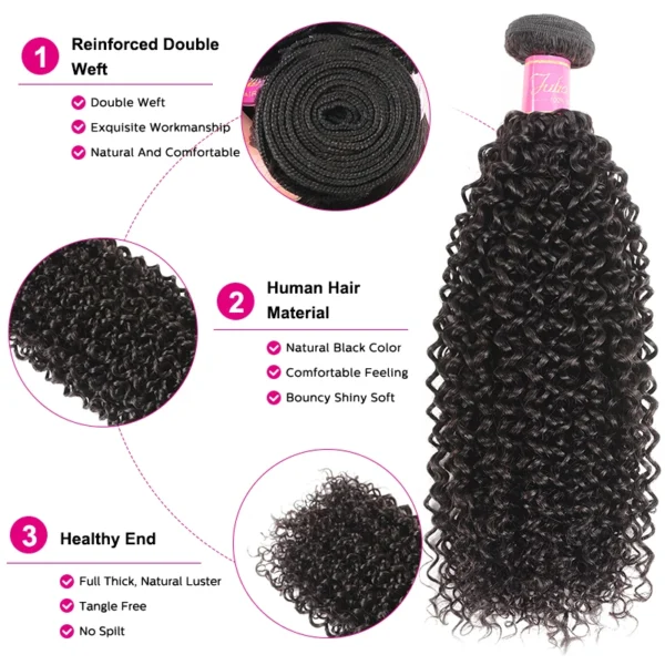 Julia Hair Curly Weave Human Hair 3 Bundles With Closure 4PCS - Image 3