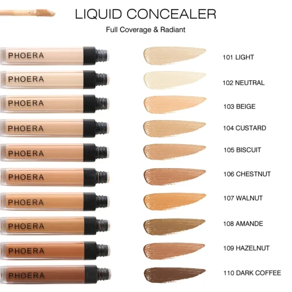 PHOERA 10 Levels Liquid Concealer Smooth Makeup - Image 2