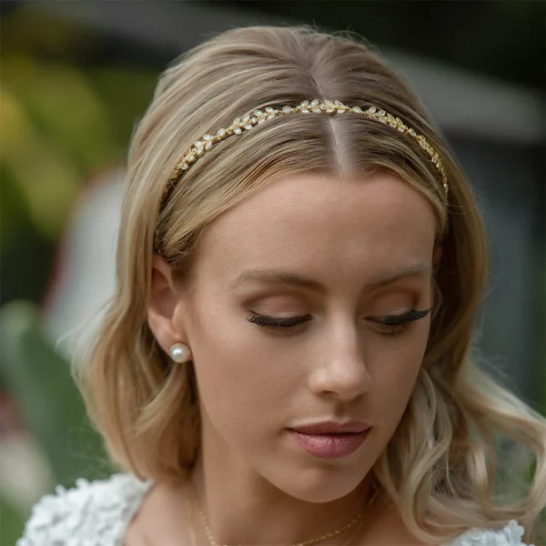 Stonefans Leaf Crystal Bride Hairband - Image 6